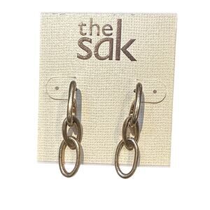 The Sak Gold Linked Oval Drop Earrings NWT